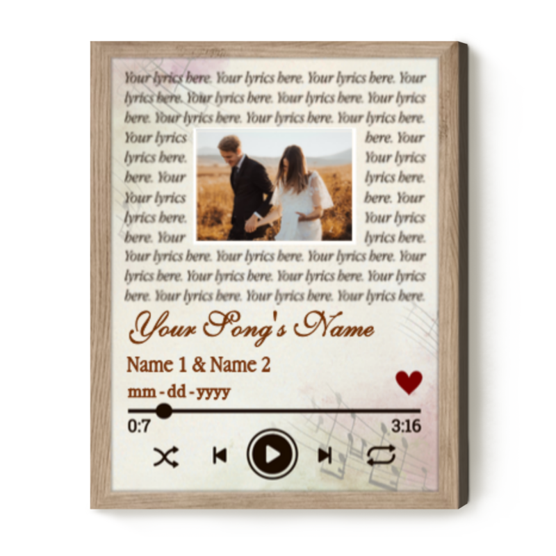 Personalized Song Player Canvas Print, Picture With Song Lyric On Canvas, Custom Spotify Soundtrack Gift