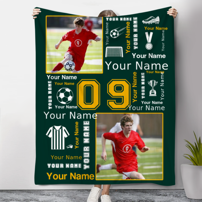 soccer name blanket personalized with photo christmas gifts for soccer player senior soccer gift boys girls
