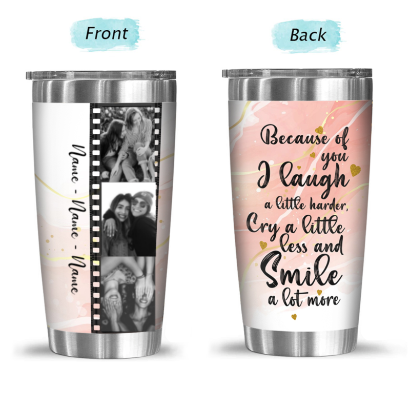 Custom Friendship Film Roll Picture Tumbler, Personalized Best Friend Tumbler, Birthday Present For Best Friend