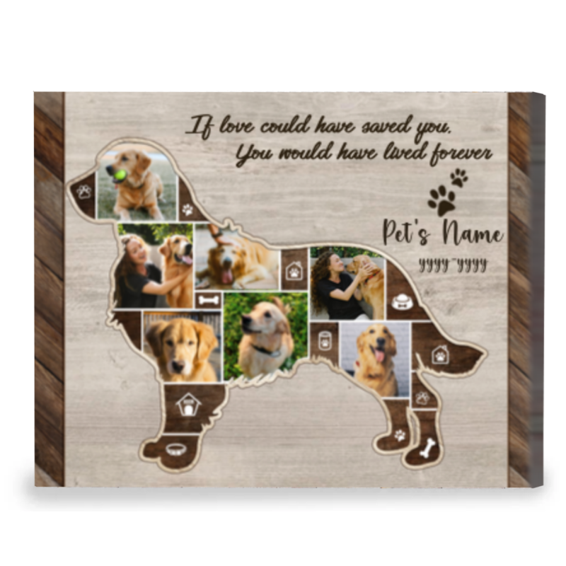 golden retriever dog personalized photo collage canvas in memory of dog golden retriever gifts