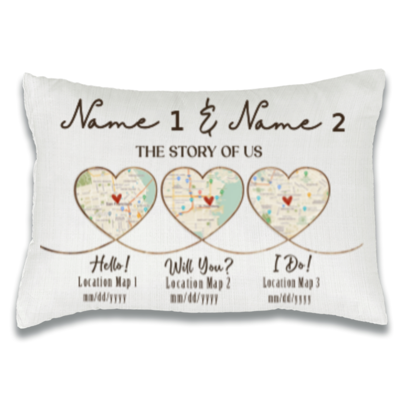 hello will you i do personalized map pillow first year of marriage gift anniversary wedding gift for her