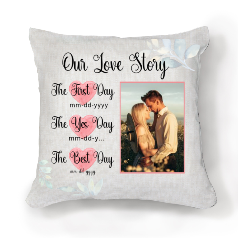 first day yes day best day custom pillow wedding photo gifts for bride and groom our love story wedding day pillow