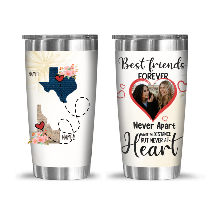Friendship Long Distance Personalized State Tumbler, Best Friend Moving Gift