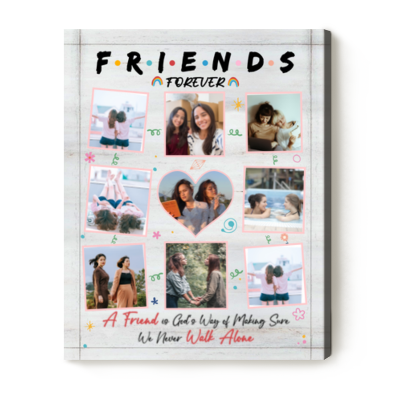 Personalized Best Friend Photo Collage Canvas, Bestie Photo Gift, Birthday Gift For Bff