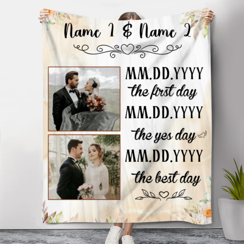 first day yes day best day blanket for wedding special dates photo gifts christmas gifts for newlyweds