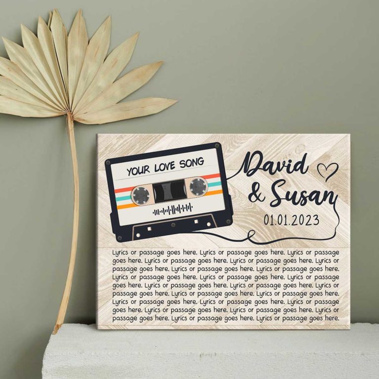 Custom Canvas Prints With Song Lyrics, Cassette Song Lyric Gifts For
