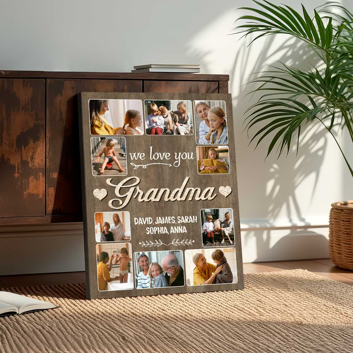 We Love You Grandma Photo Collage Canvas - Mother’s Day Gift from Grandkids, Personalized Picture Gift for Grandma, Grandmother Gifts