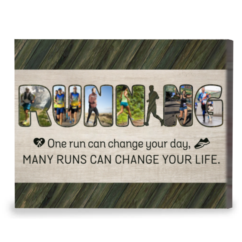 running photo collage canvas personalized runner lover gifts marathon running gifts for him