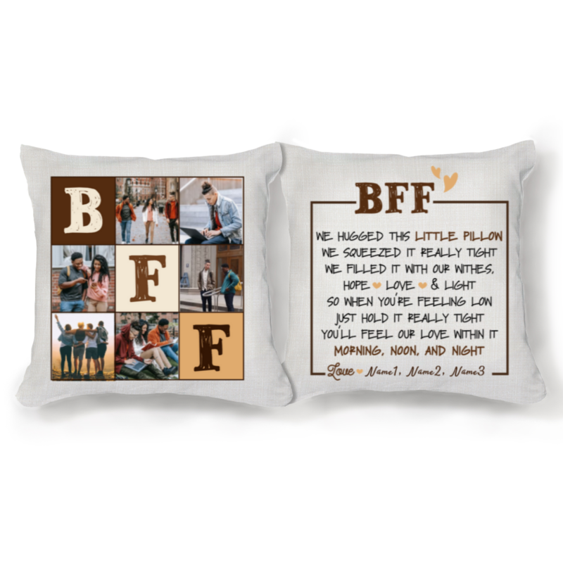 Personalized BFF Photo Collage Pillow, Best Friend Forever Custom Photo Pillow, BFF Birthday Gifts