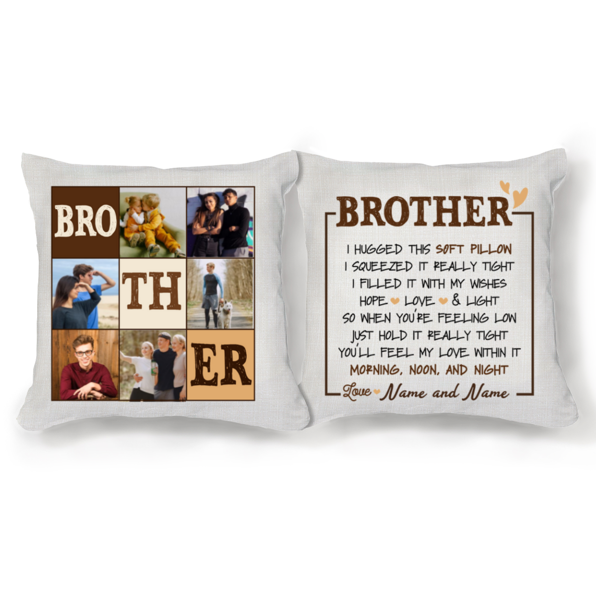 Custom Brother Photo Collage Pillow, Personalized Gift For Brother, Birthday Brother Gifts