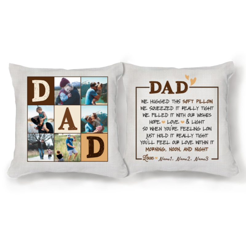Personalized DAD Photo Collage Pillow, Sentimental Fathers Day Gifts, Custom Dad Photo Gifts, Gifts For Dad From Daughter and Son
