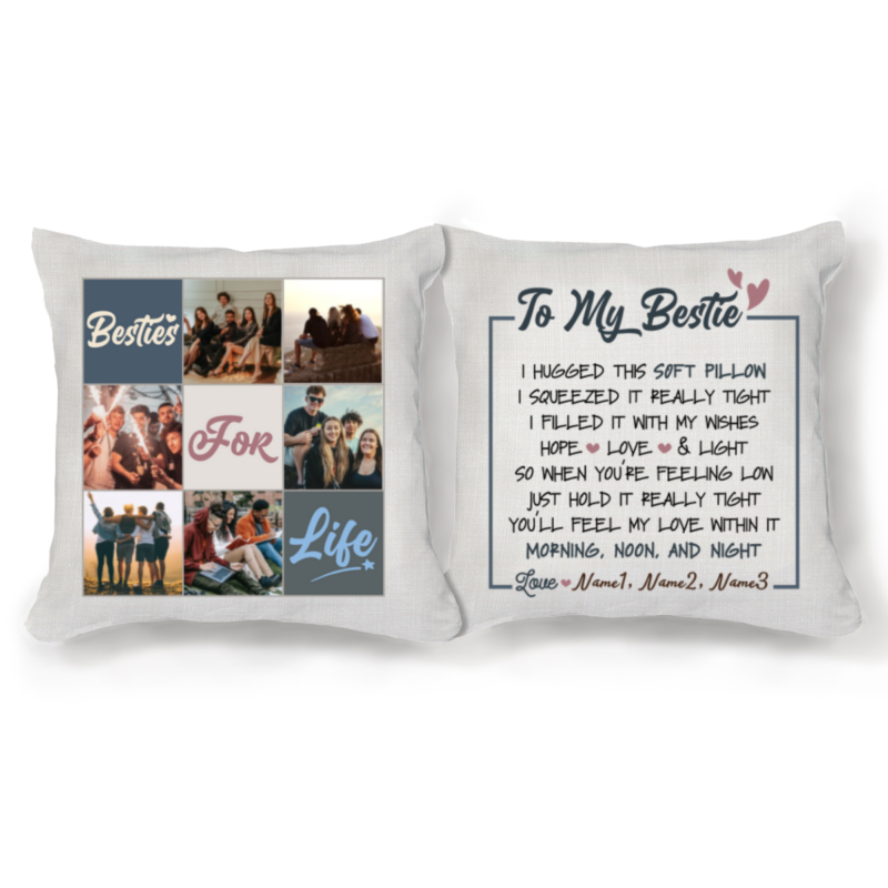 Personalized Bestie Photo Collage Pillow, Sentimental Friend Gift, Christmas Gift for BFF, Best Friend Gift