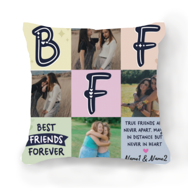 Personalized Best Friend Photo Collage Pillow, Long Distance Friend Gift, Christmas Present for Bestie, Birthday Gifts For Best Friend