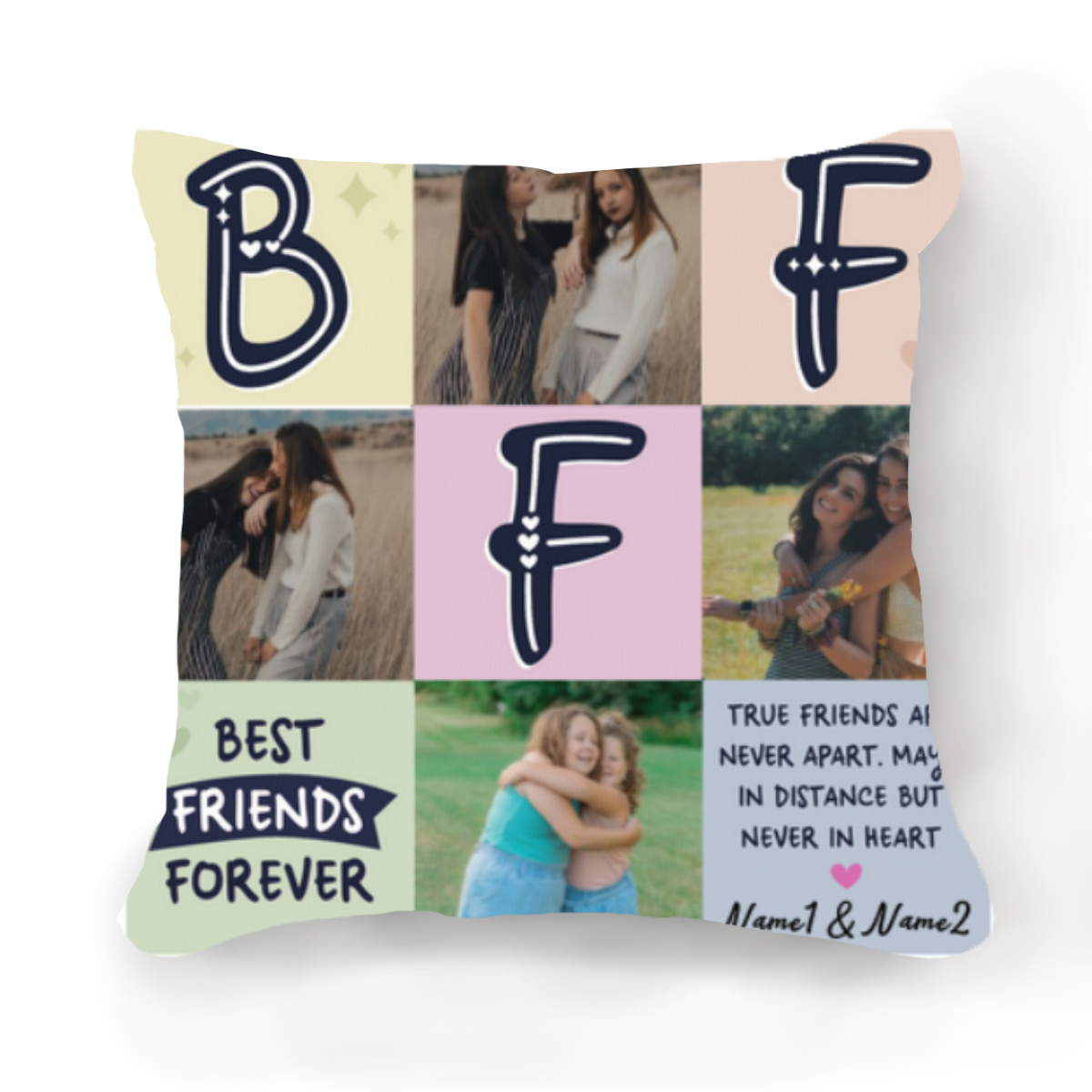 Personalized Best Friend Photo Collage Pillow, Custom Photo Gifts For Best Friends, Birthday