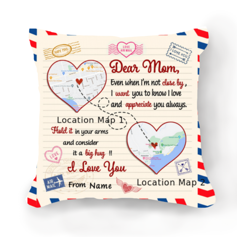 dear mom long distance map pillow custom christmas gifts for mothers from daughter mom moving away gift