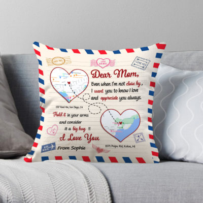 Dear Mom Long Distance Map Pillow Custom, Gifts For Mothers From ...