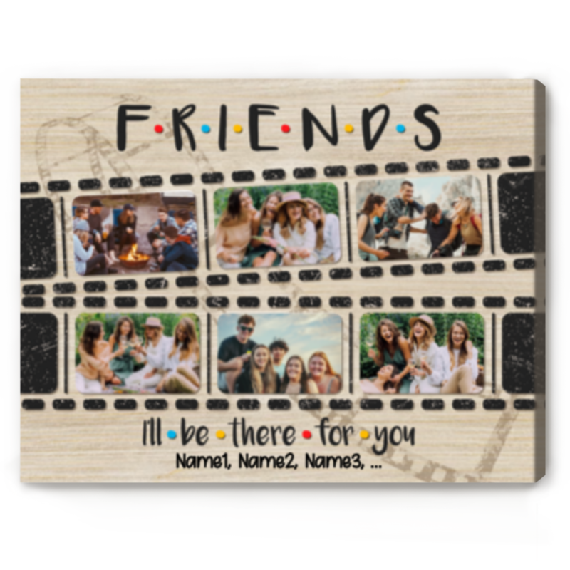 Personalized Friendship Film Strip Photo Collage Canvas, Friendship Christmas Gift, Friend Group Gift, Bestie Birthday Gift