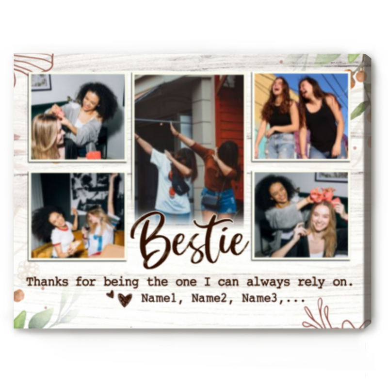 Personalized Bestie Photo Collage Canvas, Christmas Gifts for Friends, Thank You Friend Gift, Best Friend Gift, Bestie Birthday Gift