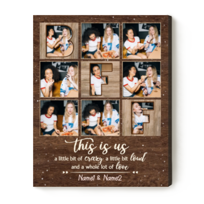 Personalized BFF Picture Collage Canvas, Best Friend Christmas Gift, Bestie Birthday Gift, Friendship Gift for Her
