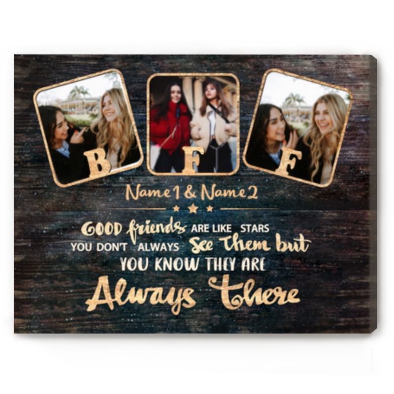 Personalized Best Friend Canvas, Long Distance Friendship Gift, Bestie Christmas Gift, Friend Birthday Gift