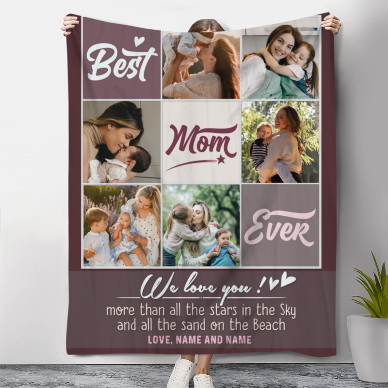 Best Mom Ever Custom Blanket, Personalized Mother's Day Blanket For Mom, Photo Gifts For Mom, Birthday Gifts For Mother From Daughter