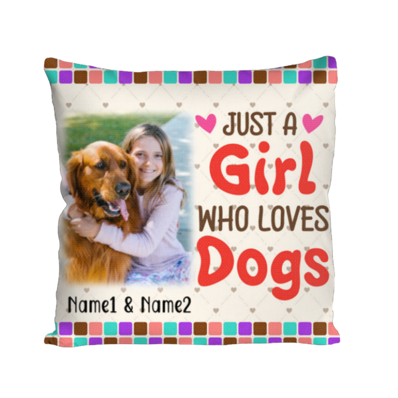 just a girl who loves dogs photo pillow personalized christmas dog lover gifts for her dog mom birthday gifts