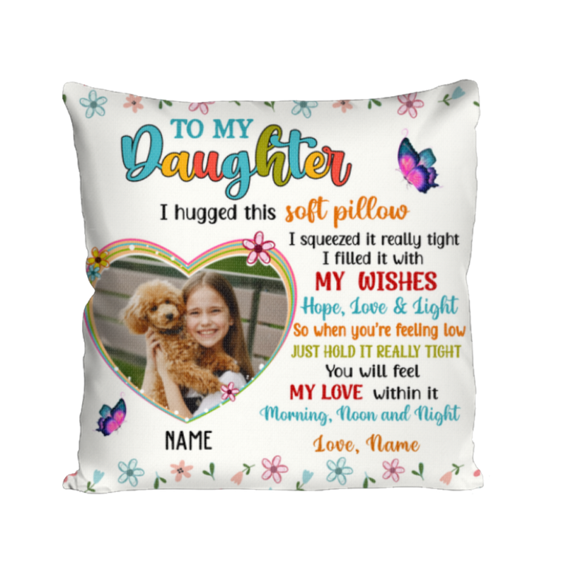 to my daughter photo pillow personalized hug this soft pillow daughter christmas gifts birthday gift for daughter from mom