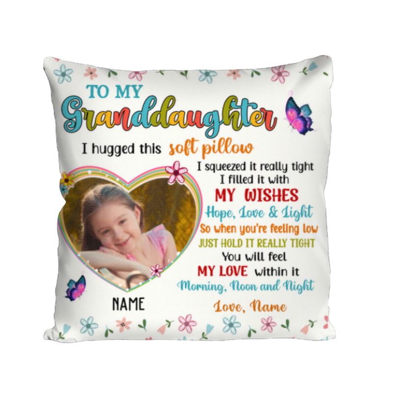 to my granddaughter photo pillow personalized christmas gifts for granddaughter hug this soft pillow granddaughter gifts from grandma