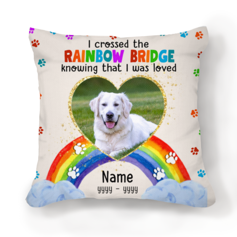 rainbow heaven for dogs pillow i crossed the rainbow bridge pet memorial gifts pillow personalized dog death gifts