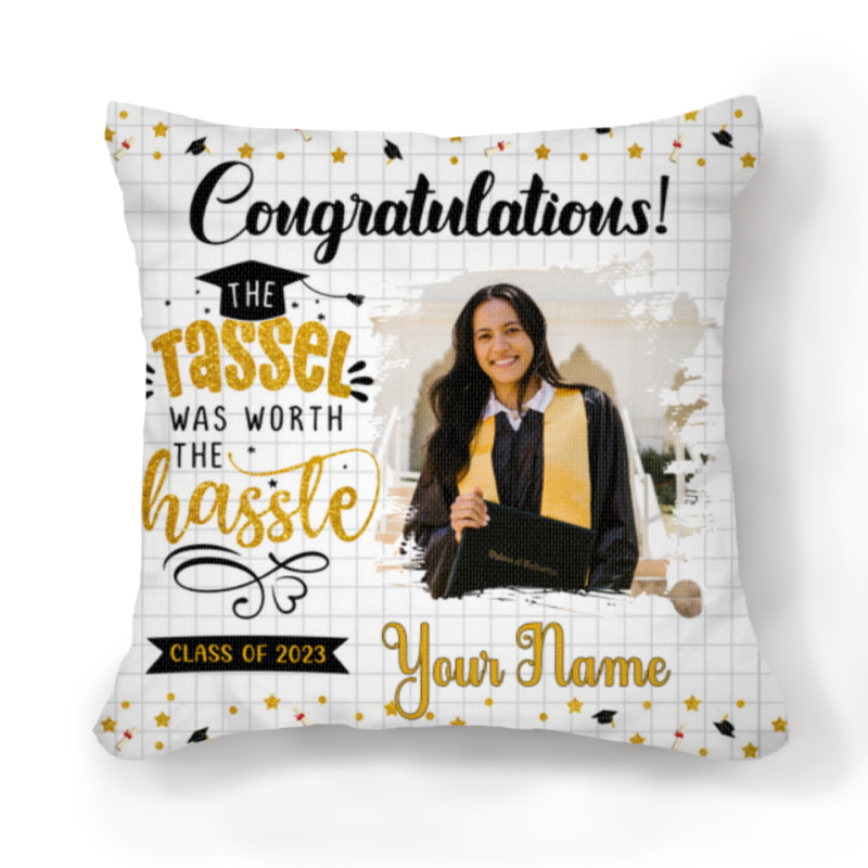 the tassel was worth the hassle personalized graduation photo pillow university graduation gifts for her