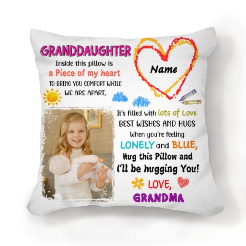 granddaughter photo pillow personalized granddaughter christmas gifts from grandma inside this pillow is a peace of my heart