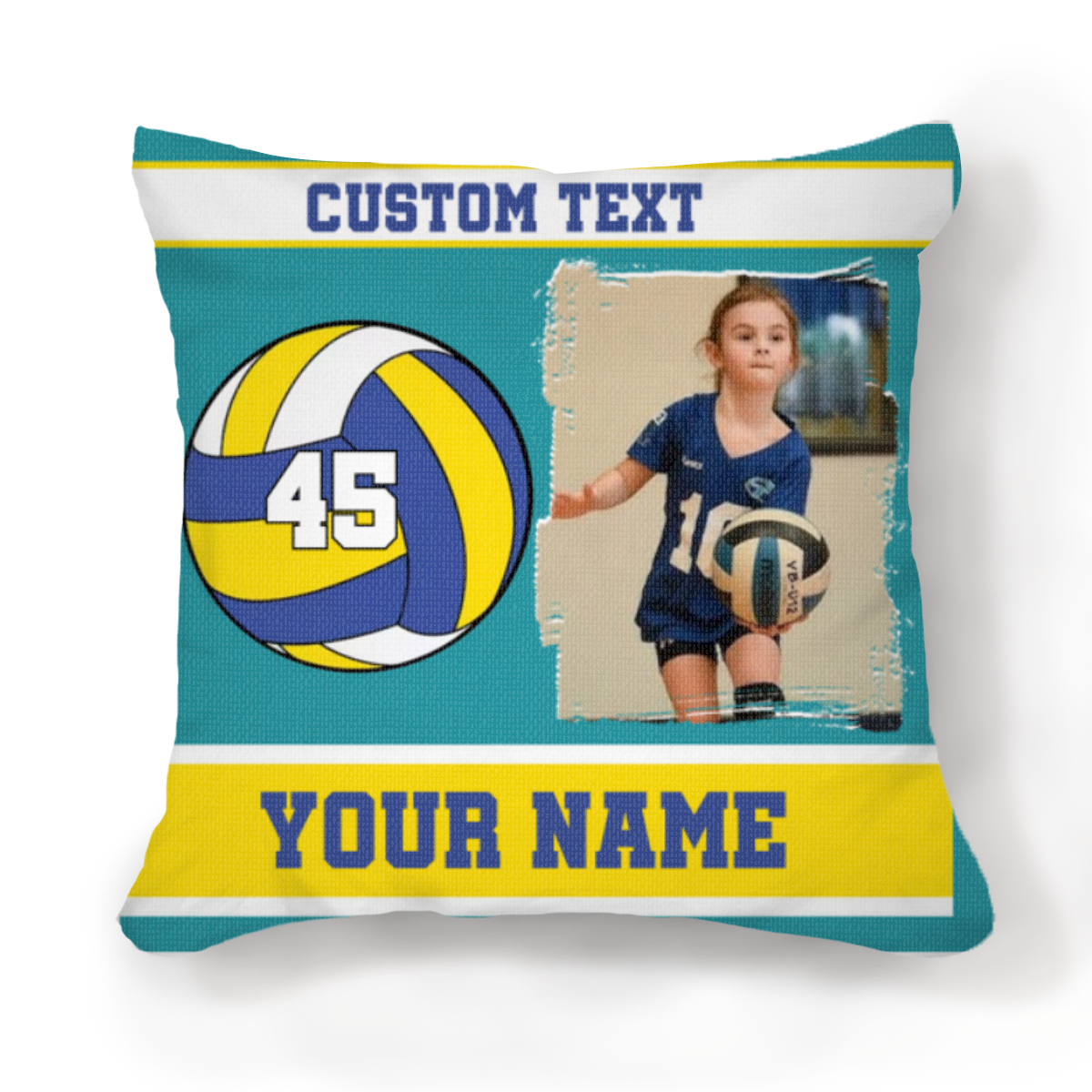 Volleyball Photo Pillow Personalized With Name And Number, Volleyball