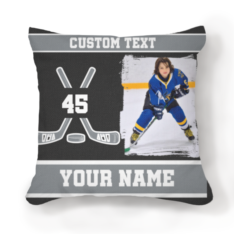 hockey photo pillow personalized with name and number field hockey birthday gift for kids gifts for hockey players