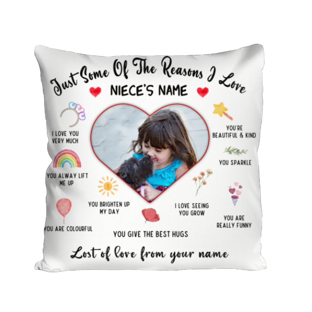 Reasons I Love You Niece Pillow With Photo, Personalized Gifts For