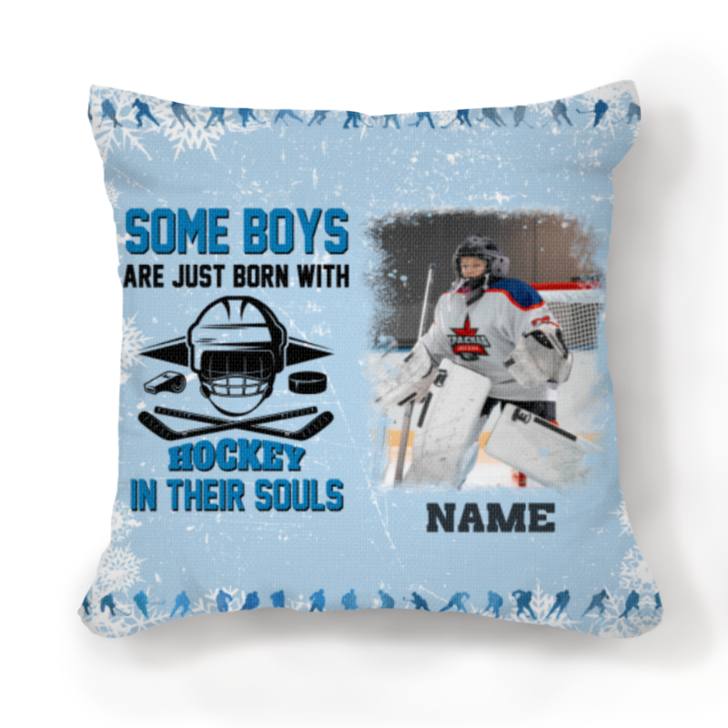 some boys are just born with hockey in their souls photo pillow personalized field hockey gifts for grandson gifts for hockey players