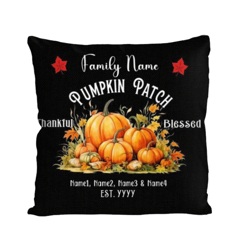 Custom Family Name Pumpkin Patch Pillow, Thanksgiving Pillows And Decor For Fall