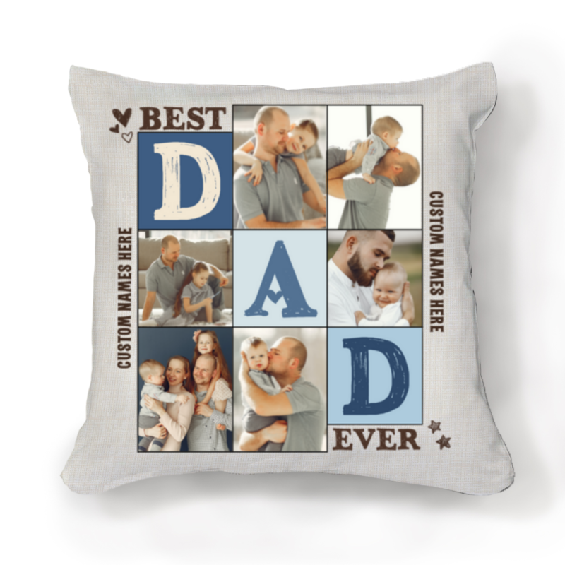 Best Dad Ever Personalized Dad Pillow, Photo Pillow Gift for Dad From Daughter