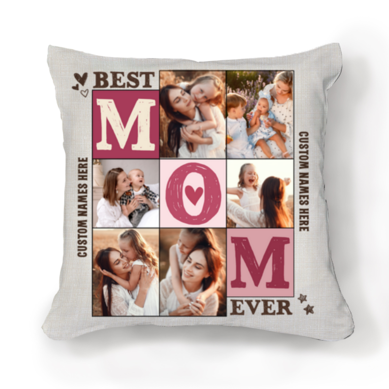 Best Mom Ever Personalized Mom Pillow, Photo Pillow Gift for Mom From Daughter