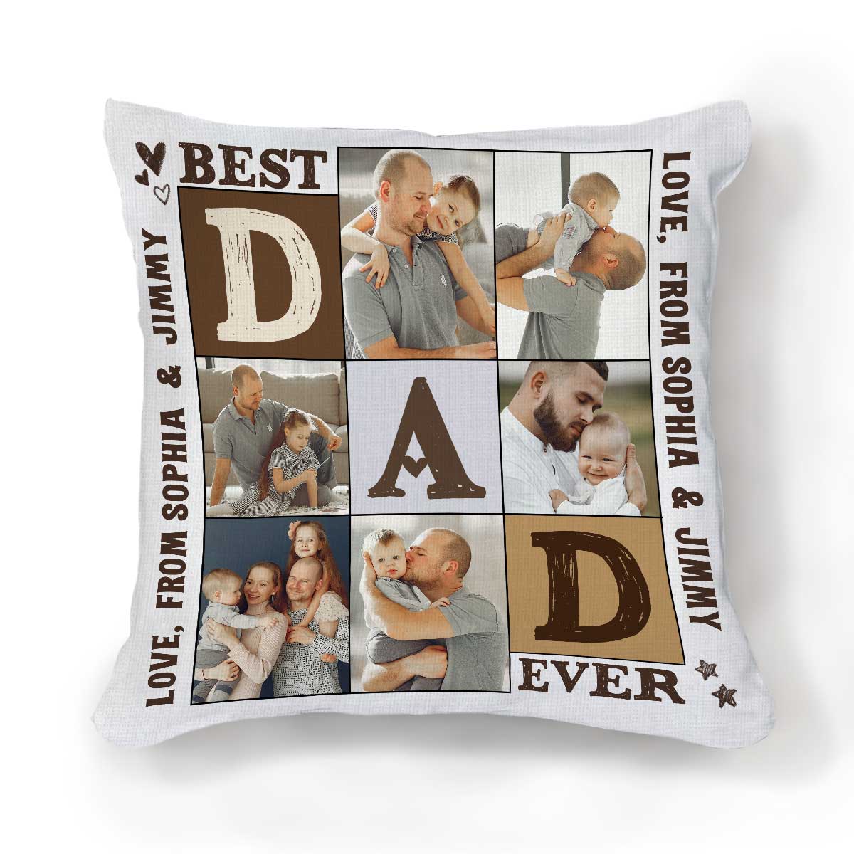 Dad Gift Throw Pillow Cover - 18x18 Inch Linen, Heartfelt Message From Daughter/Son