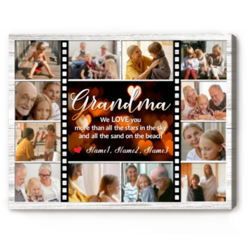 Personalized Grandma Canvas With Picture, Grandma Picture Frame, Gift for Grandmother From Grandkids