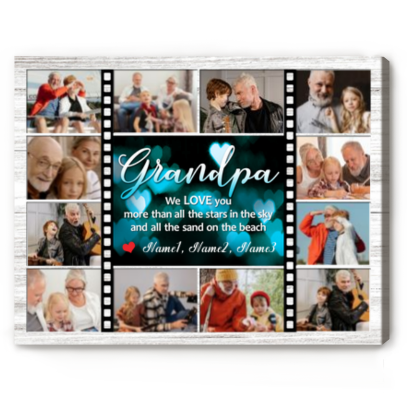 Personalized Grandpa Canvas With Picture, Grandpa Picture Frame, Gift for Grandfather From Grandkids