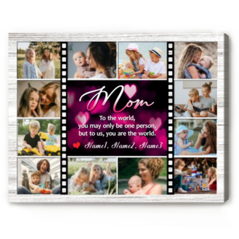 Personalized Mom Canvas With Picture, Mom Picture Frame, Gift for Mother From Kids