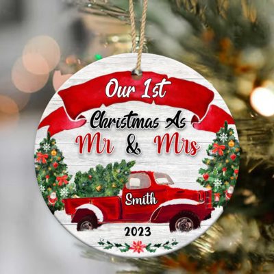 custom 1st christmas married ornament newlywed gift 2023 first year married christmas ornament