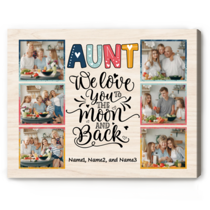 Xmas Presents For Auntie, Aunt We Love You Custom Photo Canvas Print, Photo Gift For Aunt, Personalized Aunt Gifts