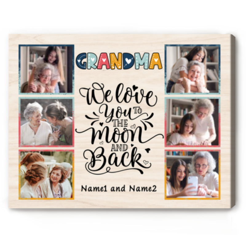 Christmas Presents For Grandma, Grandma We Love You Custom Photo Canvas Print, Personalized Grandmother Gifts, Grandma Birthday Gifts
