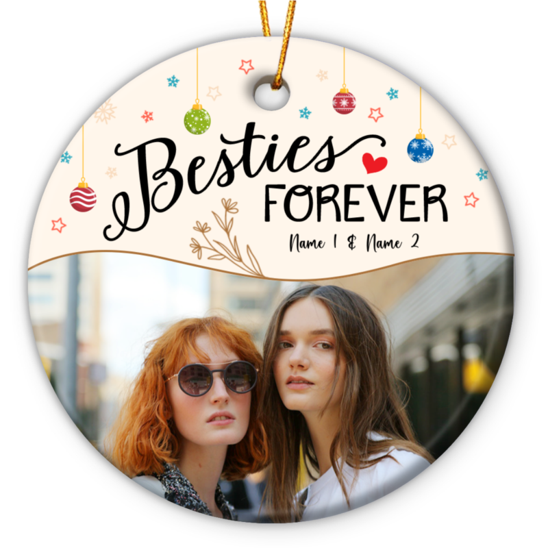 besties forever personalized photo ornament besties christmas ceramic ornament best friend christmas gifts
