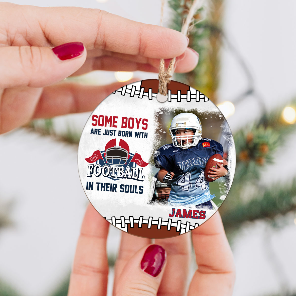 Personalized Football Boy Photo Ceramic Ornament, Some Boys Are Just Born  With Football In Their Souls Ornament, Football Gifts For Son - Best  Personalized Gifts For Everyone, image size:1200x1200
