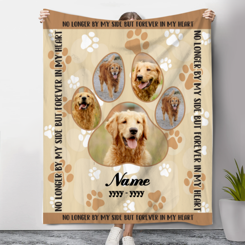 Pet Loss Personalized Fleece Blanket, Custom Photo Dog Memory Gift, Pet Sympathy Gift