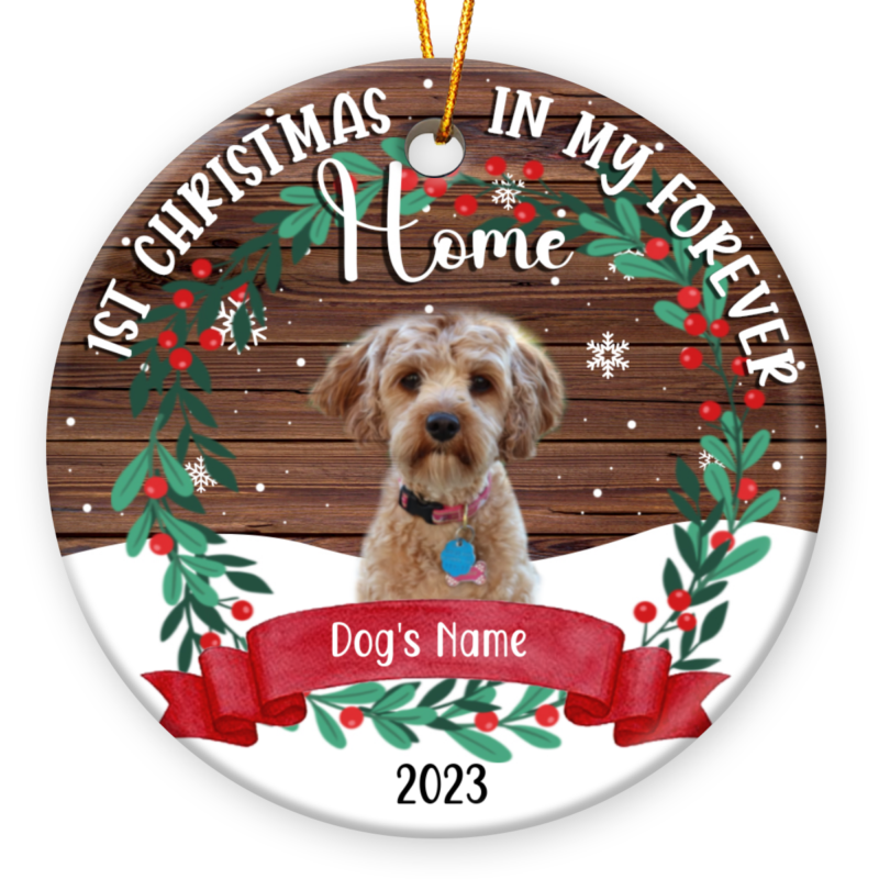 1st Christmas In My Forever Home Personalized Dog Ornament, Dog's First Christmas Ornament, Dog Adoption, Rescued Puppy Gift