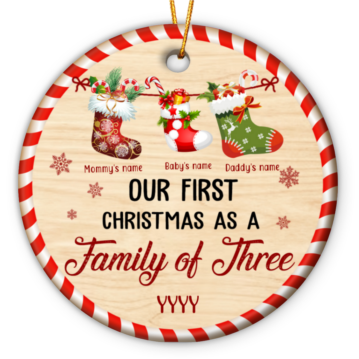 Primo Natale Insieme Famiglia Di Tre 2024 – Decorazione In Ceramica Per Albero, 7,5 Cm, Con Nastro E Scatola Regalo - 3